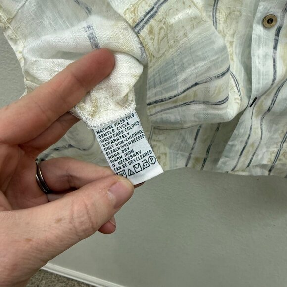 Tommy Bahama 100% Linen Stripe Short Sleeve Button Up Shirt Mens size XL - Picture 4 of 7